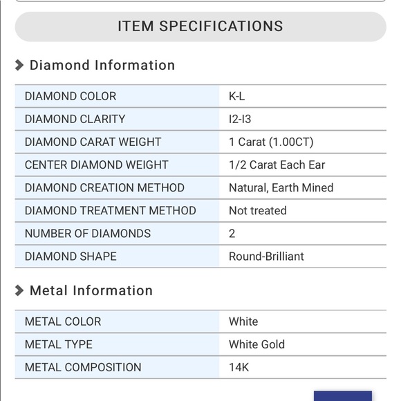 $3000 1 Carat natural Diamond Stud Earrings 14 Karat White Gold 1/2 carat each - Picture 5 of 14